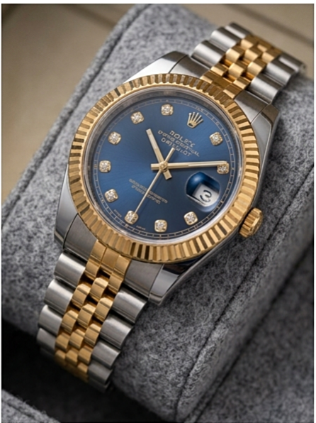 Rolex Datejust 36 – Blue Diamond Dial, Fluted Bezel, Jubilee