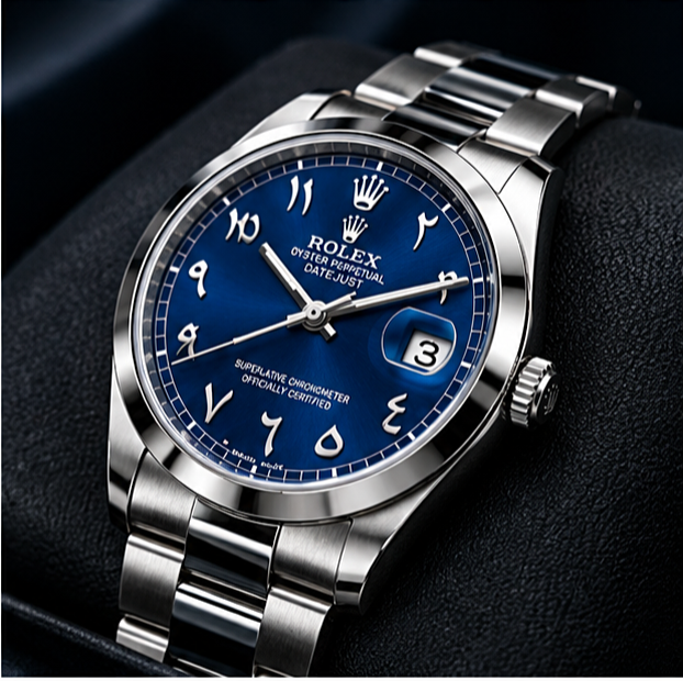 Luxury Rolex Blue Dial Stainless Steel Men’s Watch – Classic Date Display