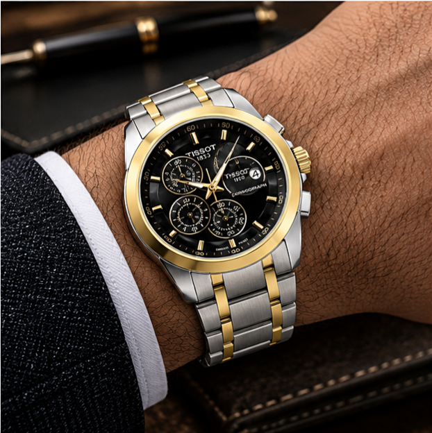 Tissot Chronograph — Bold Swiss Precision in Black & Gold