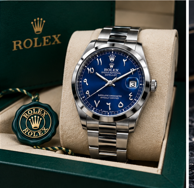 Luxury Rolex Blue Dial Stainless Steel Men’s Watch – Classic Date Display