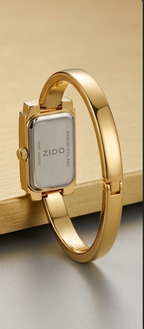 ZIDO Women’s Gold-Tone Rhinestone Rectangle Bangle Watch