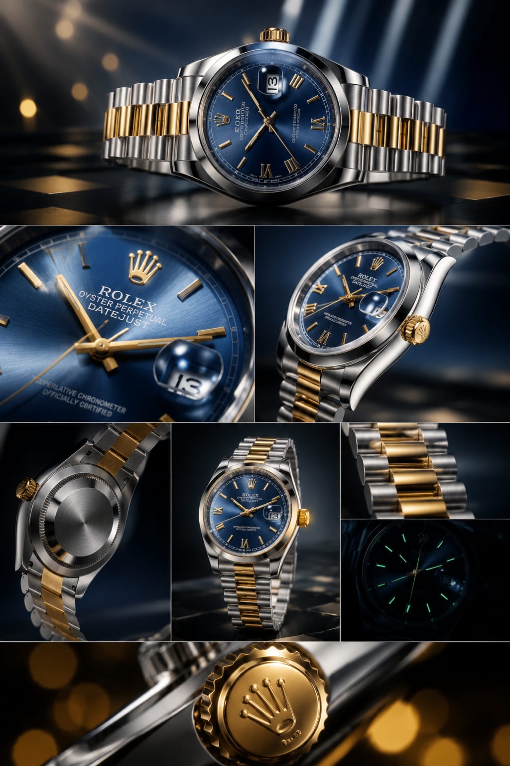 Rolex Datejust 36 – Blue Diamond Dial, Fluted Bezel, Jubilee