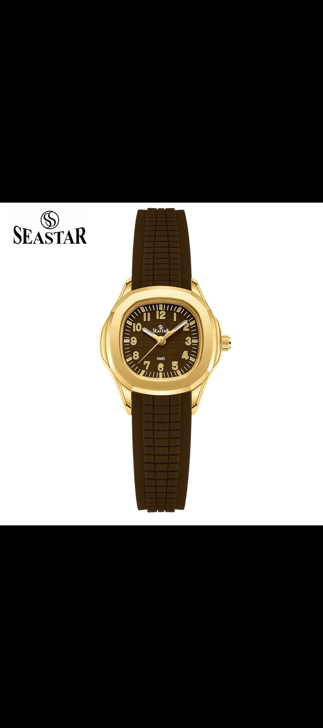 SEASTAR Matte Chocolate Brown Cushion-Case Sports Watch