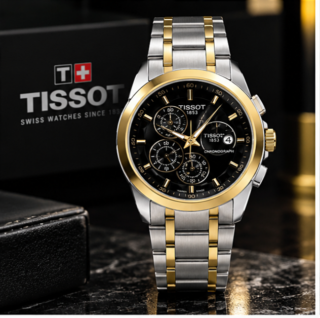 Tissot Chronograph — Bold Swiss Precision in Black & Gold