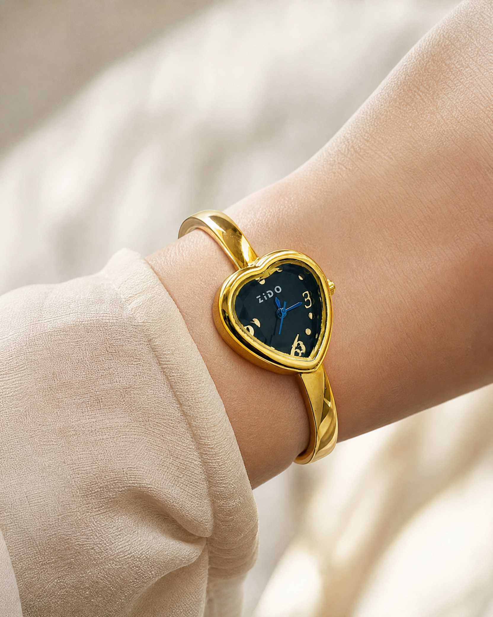 Gold-Tone Heart-Shaped ZIDO Women's Watch