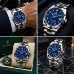 Luxury Rolex Blue Dial Stainless Steel Men’s Watch – Classic Date Display