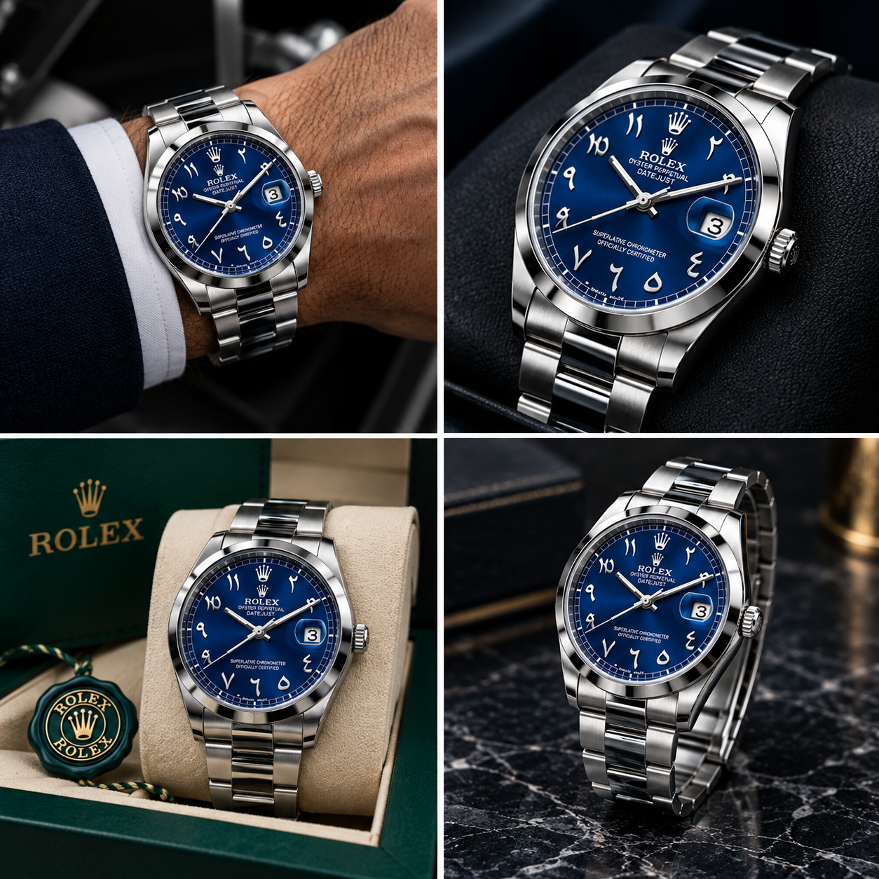 Luxury Rolex Blue Dial Stainless Steel Men’s Watch – Classic Date Display