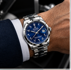 Luxury Rolex Blue Dial Stainless Steel Men’s Watch – Classic Date Display