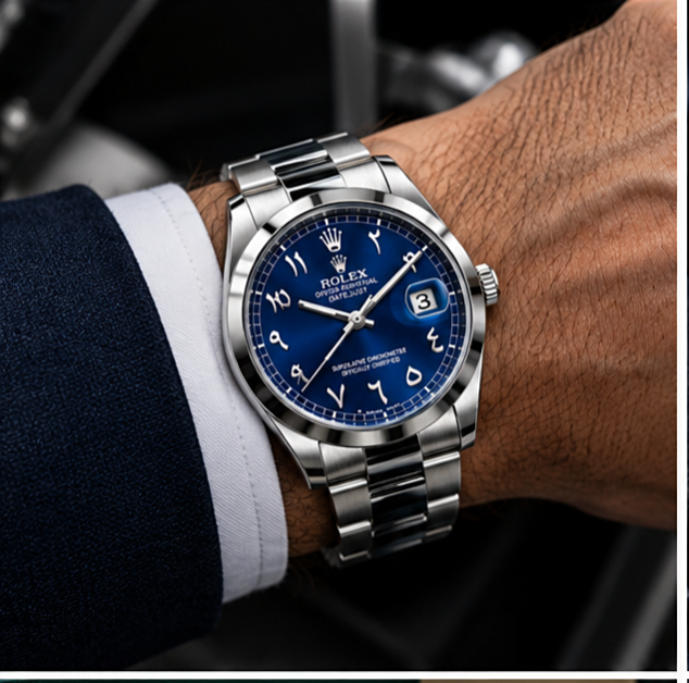 Luxury Rolex Blue Dial Stainless Steel Men’s Watch – Classic Date Display