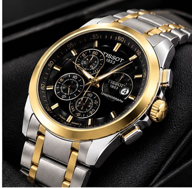 Tissot Chronograph — Bold Swiss Precision in Black & Gold