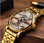 AURELUX™ Gold Skeleton Automatic Luxury Watch for Men