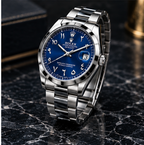 Luxury Rolex Blue Dial Stainless Steel Men’s Watch – Classic Date Display