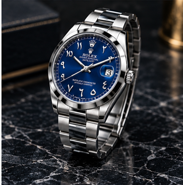 Luxury Rolex Blue Dial Stainless Steel Men’s Watch – Classic Date Display