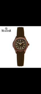 SEASTAR Matte Chocolate Brown Cushion-Case Sports Watch