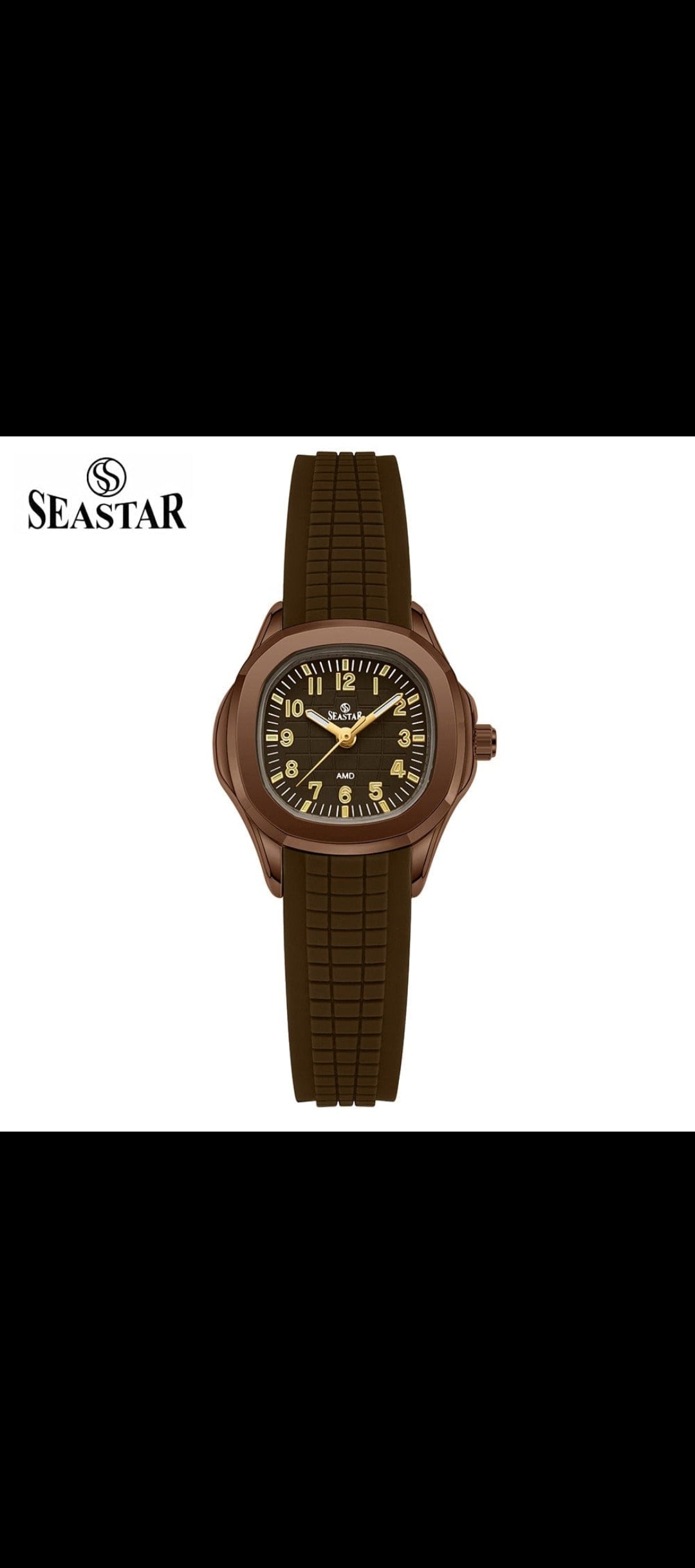 SEASTAR Matte Chocolate Brown Cushion-Case Sports Watch