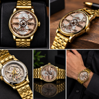 AURELUX™ Gold Skeleton Automatic Luxury Watch for Men