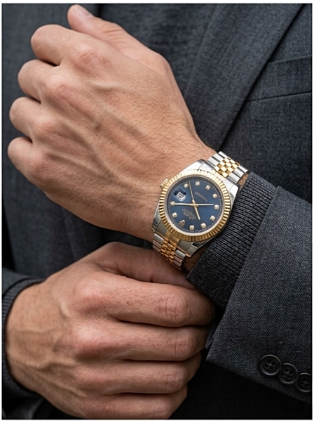 Rolex Datejust 36 – Blue Diamond Dial, Fluted Bezel, Jubilee