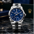 Luxury Rolex Blue Dial Stainless Steel Men’s Watch – Classic Date Display
