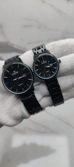 Sveston Gold Couple Watches – Classic Black Dial Luxury Set