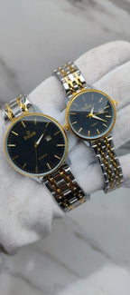 Sveston Gold Couple Watches – Classic Black Dial Luxury Set